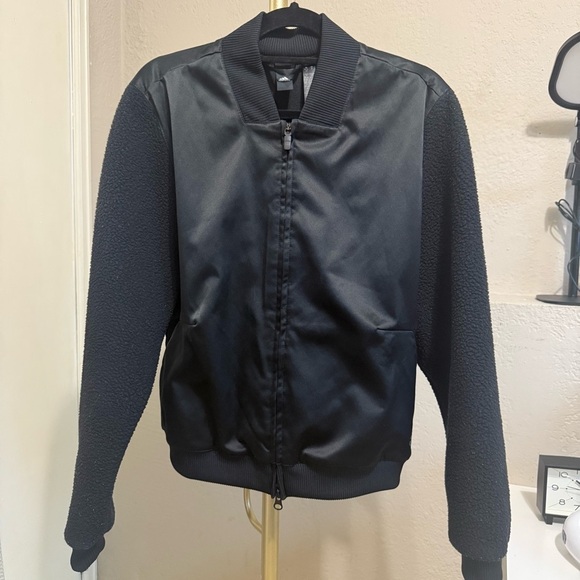 adidas Jackets & Blazers - ADIDAS Satin Sherpa Black Bomber Jacket Size Medium